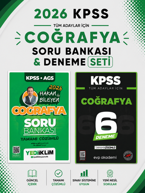 Yediiklim 2026 KPSS Coğrafya Soru Bankası & KPSS Coğrafya 6 Deneme EVP Akademi
