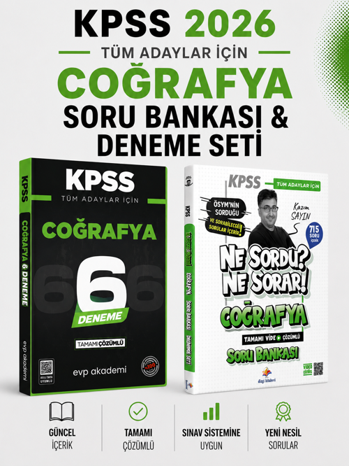Dizgi Kitap 2026 KPSS Coğrafya Soru Bankası & KPSS Tüm Adaylar Coğrafya 6 Deneme EVP Akademi Seti