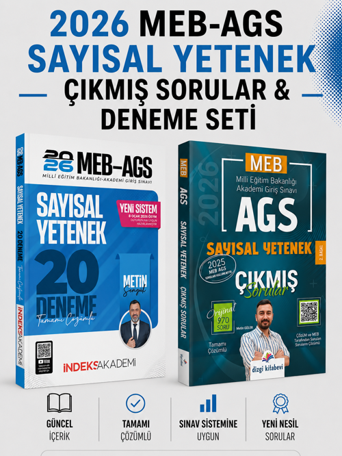 Dizgi Kitap 2026 MEB AGS Sayısal Yetenek Çıkmış Sorular & Sayısal Yetenek 20 Deneme İndeks Akademi Seti