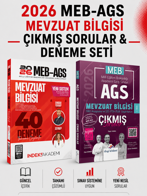 Dizgi Kitap 2026 MEB AGS Mevzuat Bilgisi Çıkmış Sorular & Mevzuat Bilgisi 40 Deneme İndeks Seti