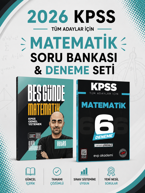 Retro KPSS Beş Günde Matematik Kamp Kitabı & KPSS Matematik 6 Deneme EVP Akademi Seti