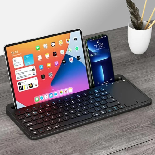 Şarjlı Bluetooth TouchPad Klavye Dual Bağlantı iPad ile uyumlu 12.9 Uyumlu Kolay Kablosuz Bağlantı Tablet Telefon ile Kullan Türkçe Q Klavye ZR731