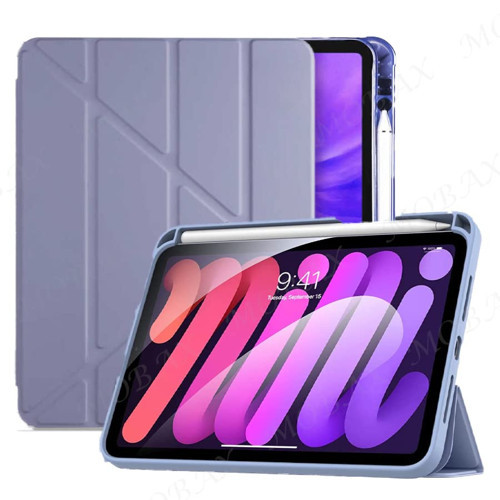 iPad 11inç M2/M3 2025-2024 ile uyumlu Kılıf Kalem Şarj Bölmeli Lavendery Gray