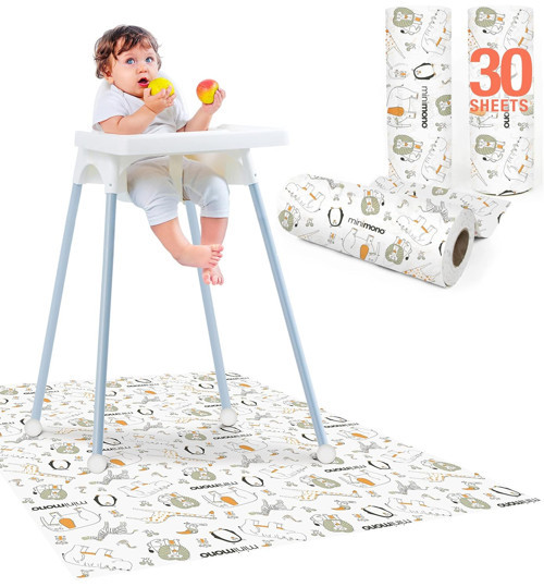 Mama Sandalyesi Aktivite Örtüsü| 3 Farklı Desen Seçeği | Kullanımlık | Kullan Sıvı Geçirmez | 100x120 cm | 30 Adet ( Hayvanları)
