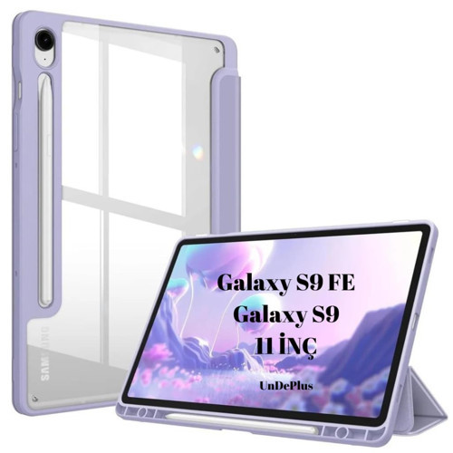 S9 FE / S9 11inç ile uyumlu Kılıf Grafiti Şeffaf Kalem Bölmeli X710 X716 X718 X510 X516 Lavendery Gray