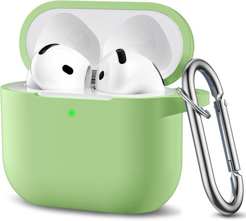 Airpods 4. 2024 Darbelere Dayanıklı Parmak İzi Karşıtı MagSafe Şarj ile Uyumlu Silikon Kılıf (Yeşil, Airpods 4. 2024 Silikon)