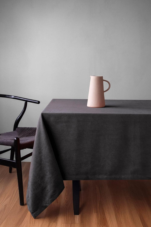 Fabric Kadife Dokulu Masa Örtüsü (Gri, 140x220)