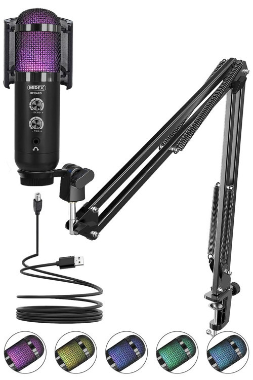 REGARD RGB Set USB Ekholu Oyuncu Yayıncı Mikrofonu ( Tiktok Twitch Canlı Discord Youtube)