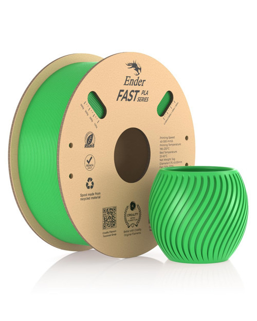 Ender Fast PLA 1,75 mm, 3D Yazıcı 300 mm/sn' kadar Yüksek , Geri Dönüştürülebilir Karton Makara, Çoğu 3D Yazıcıya Uygun - 1 (2,2 lb) Yeşil