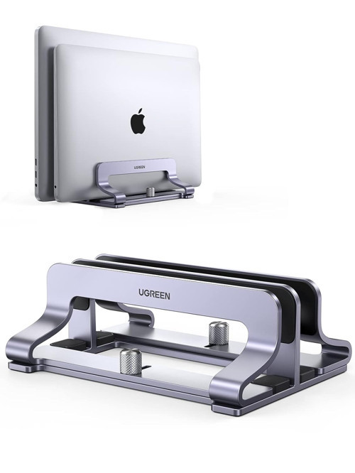 Masa için Dikey Dizüstü Bilgisayar Standı Çift Yuvalı Dizüstü Bilgisayar Standı Tutucu Ayarlanabilir Dock Alüminyum Masaüstü Standı MacBook , Surface Laptop 4, LG Gram 17 ile