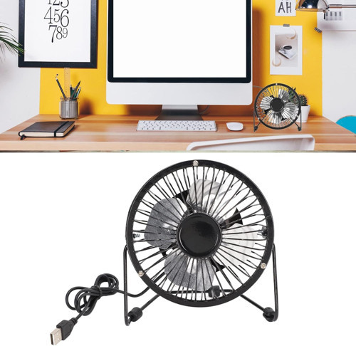 ® Masa Üstü Metal USB Mini Fan - Sessiz Soğutucu Vantilatör - 13.5 cm Çaplı 4 Alüminyum Kanatlı - Ayarlanabilir Açılı Masa Fanı - 5V 2.5W Güç - USB Girişli Mini Klima Fan - , Ev, Laptop