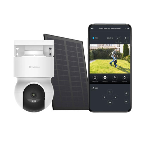 Omni Solar Dış Ortam Bataryalı Enerjili Wi-Fi Akıllı Kamera, Görüşü, 360 Derece Görüntüleme, Algılama,