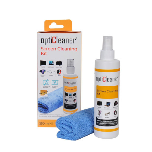 tiCleaner Since 2003 LCD Ekran Temizleme Seti – 250 ml Sprey + Özel Mikrofiber Bez | Bilgisayar, Laptop, Tablet, TV, Telefon, Yazıcı, Kamera & Gözlük İçin Antistatik, Çizmez Parlatıcı