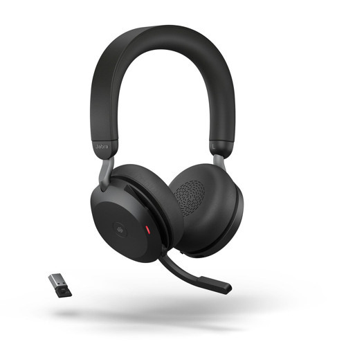 Evolve2 75 kablosuz PC kulaklık, 8 mikrofon teknolojisi, çift köpük stereo kulaklık, gelişmiş aktif gürültü iptali, USB-A Bluetooth adaptörü takım uyumluluğu,