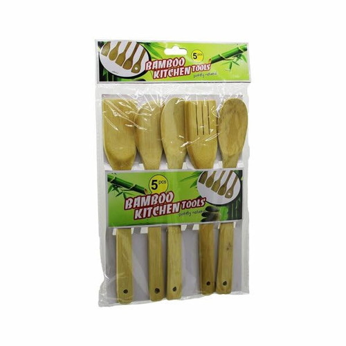® 5' Büyük Boy Doğal Bambu Kaşık Spatula Mutfak Tahta Kaşık Seti 30cm