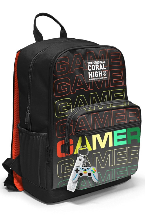 Dört Bölmeli Gri Gamer Ortaokul Çantası Erkek Sırt Çantası