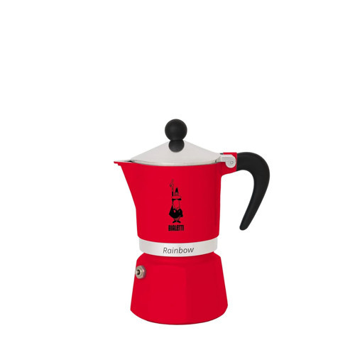 Rainbow: 3 Cups Ocak Üstü Espresso Pişirici - 130ml - Renk - Alüminyum Gövde - Patentli Güvenlik Valfi - Tüm Ocak Türleri İçin Uygundur (İndüksiyon Hariç)