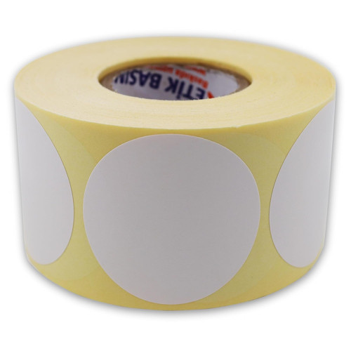 , Kuşe Etiket 40mm Çap Ruloda 500 Adet 40mm Kuka Çapında Baskısız Barkod Yazıcı Etiketi