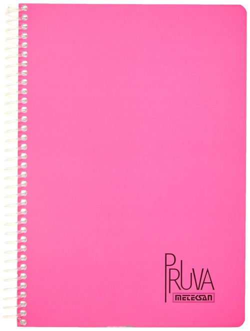 Pruva A4 Spiralli Karton Kapaklı Defter 144 Yaprak - Kareli - Fuşya