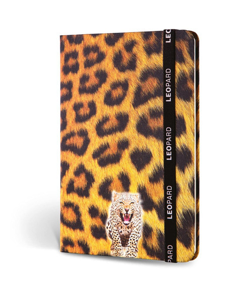 Kumaş Defter Çizgili Lastikli Leopar