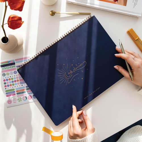 Süresiz Haftalık Spiralli Masaüstü Planlayıcı 24x34 cm - Desk Planner Lacivert
