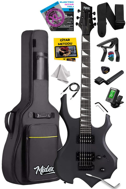Force Masif Ağaç Üst Seviye Elektro Gitar H-H Profesyonel Full Set Aksesuarlı