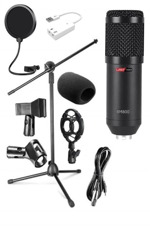 BM800 Mikrofon + Shock Mount + Stand + + Dönüştürücü