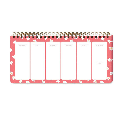 13x27 Haftalık Spiralli Planner - Papatya