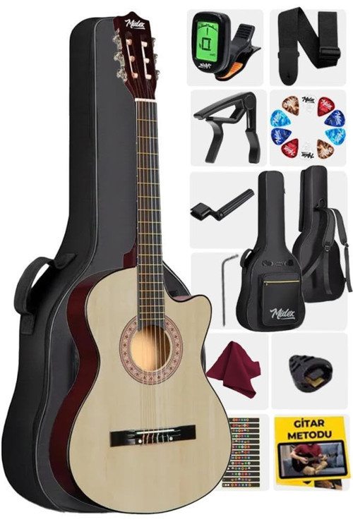 CG-390NT-XBAG Klasik Gitar 4/4 Sap Ayarlı Kesik Kasa ( Tuner Askı Capo Metod Pena)