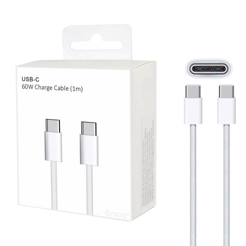 USB-C USB-C Şarj Kablosu Type-C 60W PD, 1m Örgülü Şarj Kablosu; iPhone 15 16 , S24 S23 Ultra, iPad USB-C Cihazlarla Uyumlu