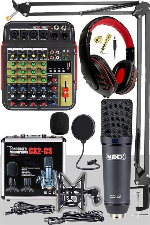 Wizard -2 CX2 Stüdyo Mikrofon MDX-04FXU Stüdyo Mikseri Kulaklık Ekipman Seti