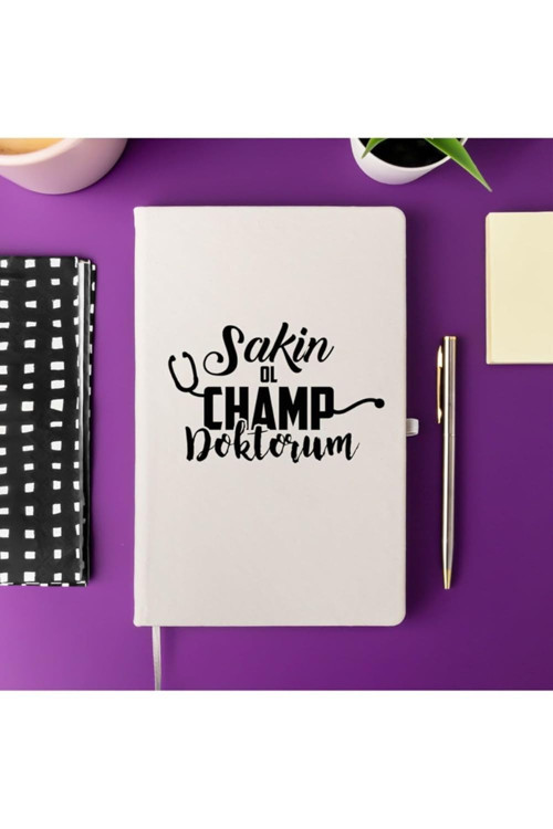 Doktora Özel Ol Champ Tasarımlı Not Defteri – 13x21 cm, Çizgisiz | Esprili Meslek Defteri