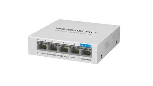 PoE+ Switch 5, 1x1Gbit, 4x1Gbit PoE+ Port, IEEE 802.3af/ (.30W/port), 60Watt