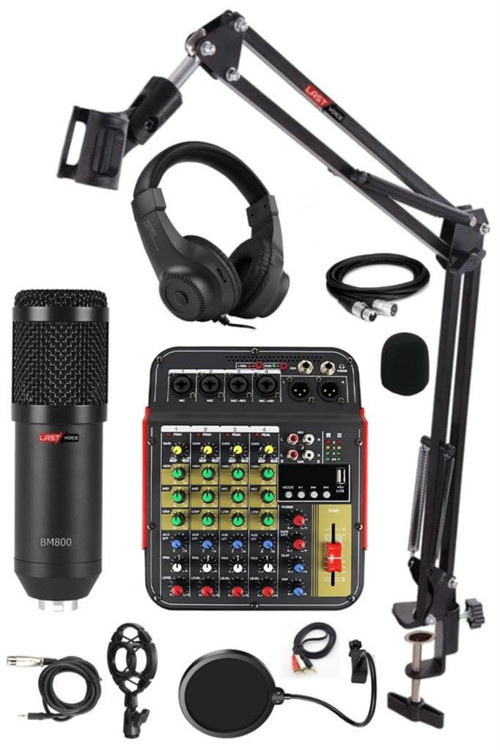 Rec -2 BM800 Mikrofon Phantomlu Mikser Kulaklık Stand Set