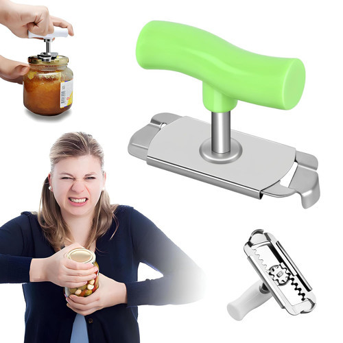 Kavanoz Şişe Kapak Açacağı - Yeşil – Paslanmaz , Ayarlanabilir, Ergonomik Tutma Saplı
