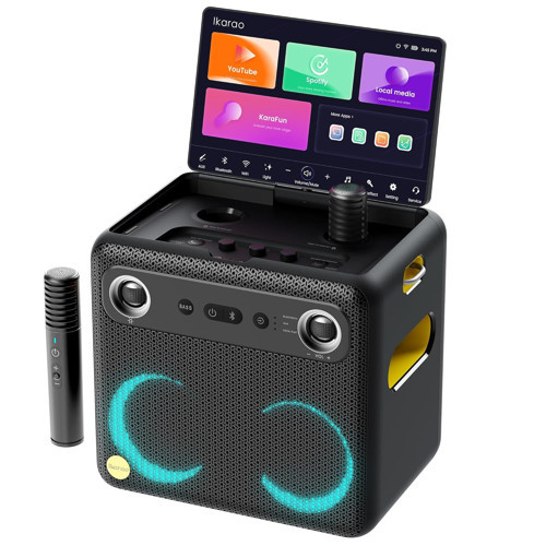 Yetişkinler için Akıllı Karaoke Makinesi - Şarkı Sözü Ekranı, 64GB Karaoke Tablet, 2 Kablosuz Mikrofon, Profesyonel Karaoke Sistemi, 600W Tepe Gücü, 4 Işık, Her Durum için Karaoke