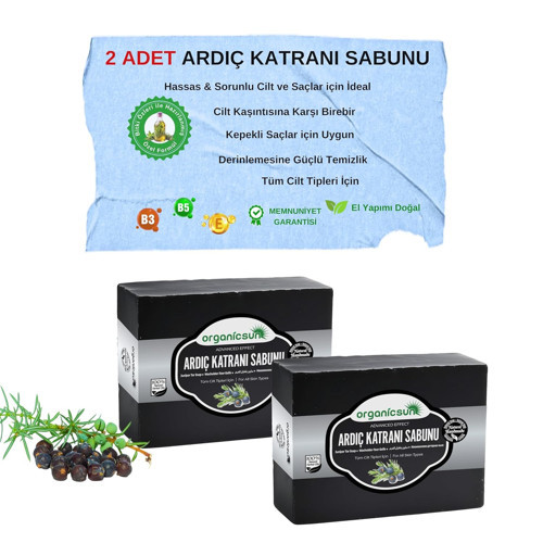 Doğal Ardıç Katranı Sabunu 140 Gr x 2 Adet Tüm Cilt Tipleri İçin Antiseptik Yenileyici Etkili