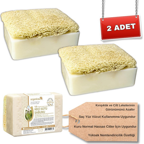 Doğal Kabak Lifli Keçi Sütü Sabunu 120 Gr x 2 Adet Tüm Cilt Tipleri İçin Nemlendirici