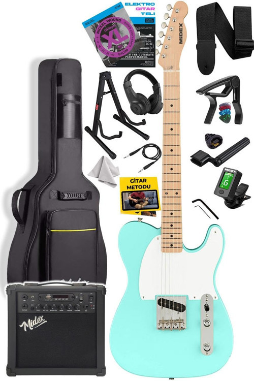 TLX-50GR-25AMP Tele Kasa Maple Klavye 2 Single-Coil 25W Amfili Elektro Gitar