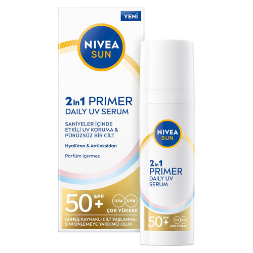 SPF50 Nemlendirici Primer Serum 30ml, Makyaj Bazı, Hyaluron, Antioksidan, Yüksek Koruyucu