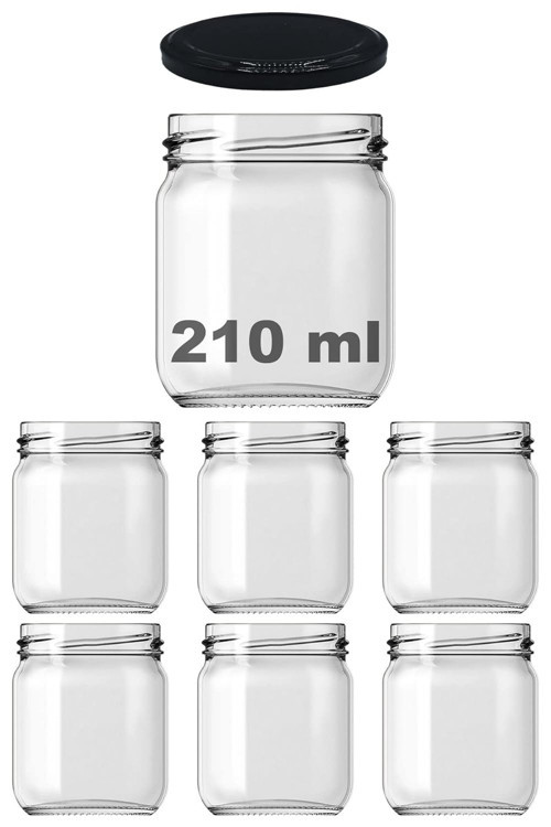 10-1000 ml Farklı Boyutlarda Kavanoz (10-1000 Arası) Konserve Metal Kapaklı Kavanoz 6 Adet (Şeffaf, 210 )
