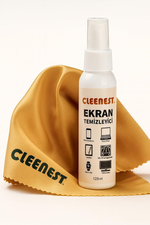 Ekran Temizleyici Seti, 125 ml Sprey 30x30 cm Mikrofiber Bez, Tüm Ekranlar için