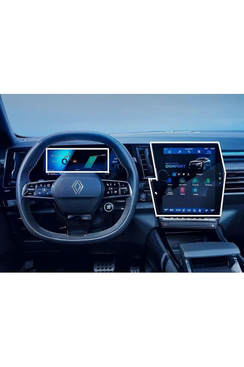 Renault Austral/Rafale ile uyumlu 2025 2026 12 inç (Büyük Ekran) Multimedya Gösterge 2li Set 9H Nano Ekran Koruyucu