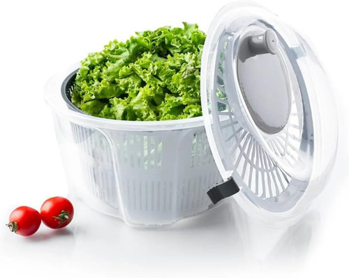Salata Kurutucu – Çevirmeli Sebze & Marul Kurutma Kabı, 4,5 L Manuel Dönerli Yıkama Kurutma Leğeni, Suyu Ayıran Çok Fonksiyonlu Spinner