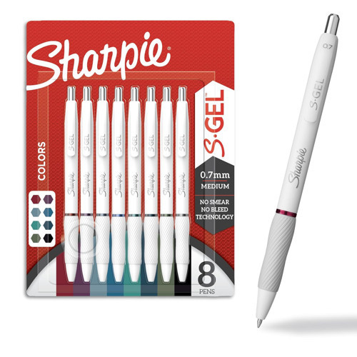 SHARPIE S-Jel Kalemler, Moda Varil Jel Kalemler, İnci Gövde, Orta (0,7 mm) Nokta, Kalın Mürekkep Renkleri, 8 Adet