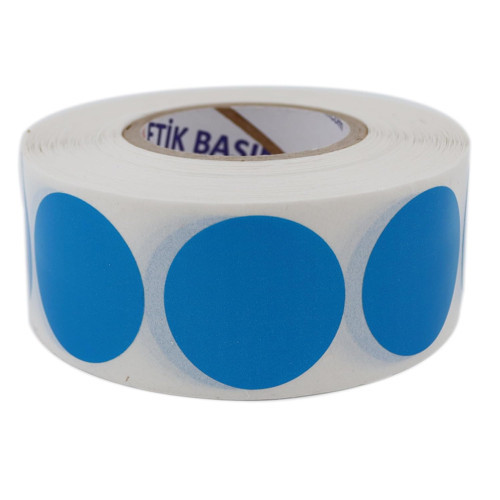 , PP Opak Daire İşaretleme Etiketi Rulo Etiket, 30mm x 30mm Çap 1000 Adet, Yuvarlak Mavi Zemin Baskılı Kontrol Etiketi, Endüstriyel Masaüstü Barkod yazıcılar ile uyumludur. (Mavi)