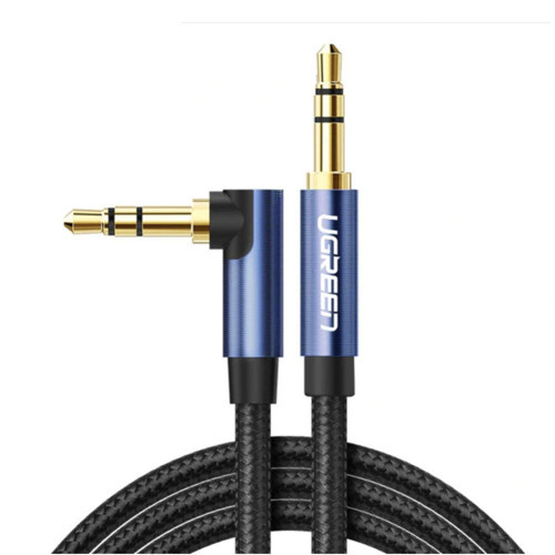 90 Derece L Tipi 3.5 mm Aux Ses Kablosu Mavi 1.5 Metre