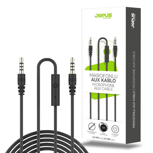 Mikrofonlu AUX Kablosu 3.5mm 1M