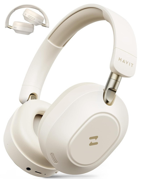 H668BT ANC Bluetooth Kulaküstü Kulaklık - 80 Saat, Anc, Çift Cihaz Desteği, Hi-Res (Bej)
