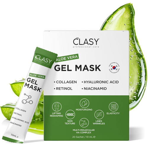 asy Aloe Vera Jel Maske - Kolajen ile Nemlendirici Yüz Maskesi - Yanığına Karşı Ferahlatıcı Bakım - Seyahat Boyu